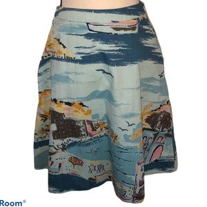 Boden tropical beach scene blue skirt Size 4. Perfect skirt for your vacation!